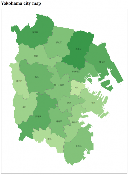 Love Web Applications 横浜市地図を人口に応じて色塗りする